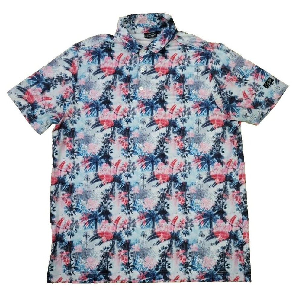 Sunday Swagger Polo  Men’s Large Tropical Performance Stretch Golf Shirt